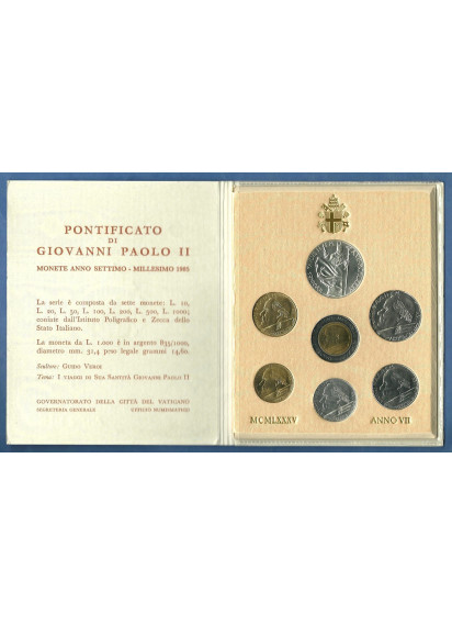 1985 - Giovanni Paolo II  Divisionale Anno VII  Vaticano - Confezione Zecca 